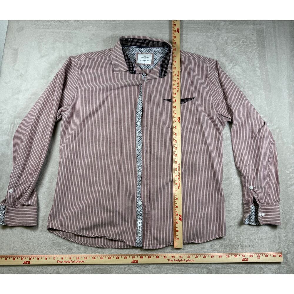 Craft + Flow Red/White Striped Long Sleeve Collard Button Up Mens XL - Picture 5 of 10